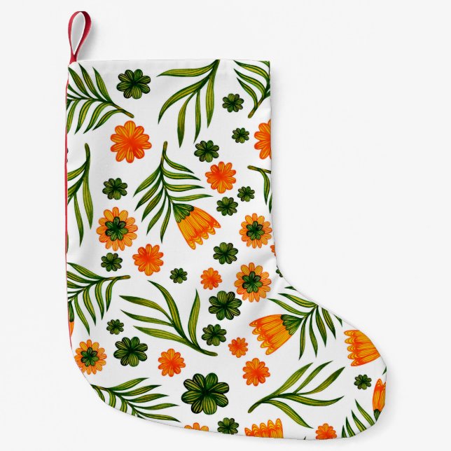 Sömlös mönster med konstblommor liten julstrumpa (Framsidan)