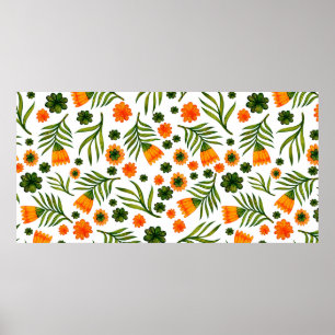 Sömlös mönster med konstblommor poster