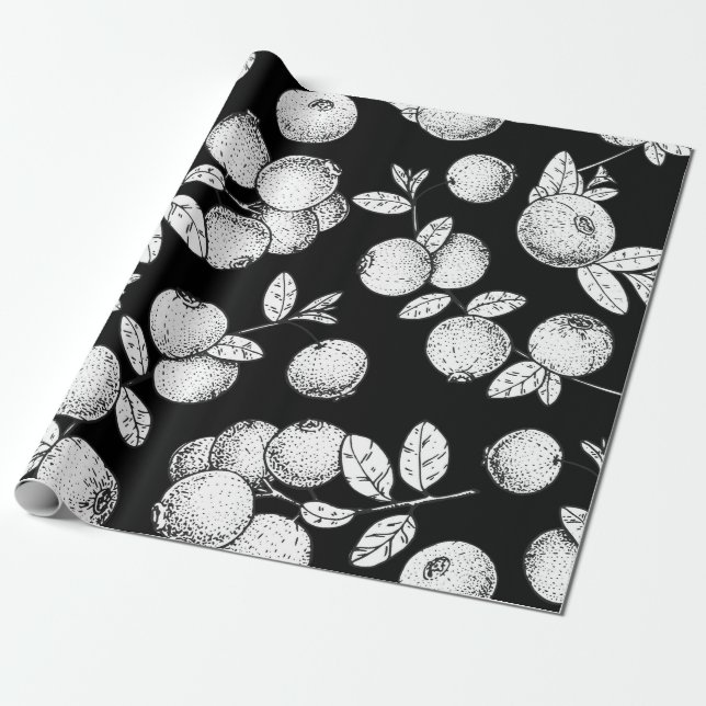 Sömlös mönster med kranbär. Hand plockade sketch Presentpapper (Utrullad)