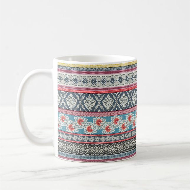 Sömlös mönster med lapptäcke. kaffemugg (Vänster)