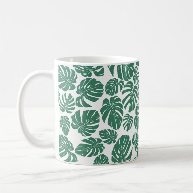 Sömlös mönster med löv av Monstera. Decorati Kaffemugg (Vänster)