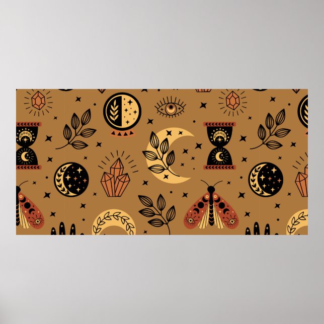 sömlös mönster med magiskt inslag poster (Framsidan)