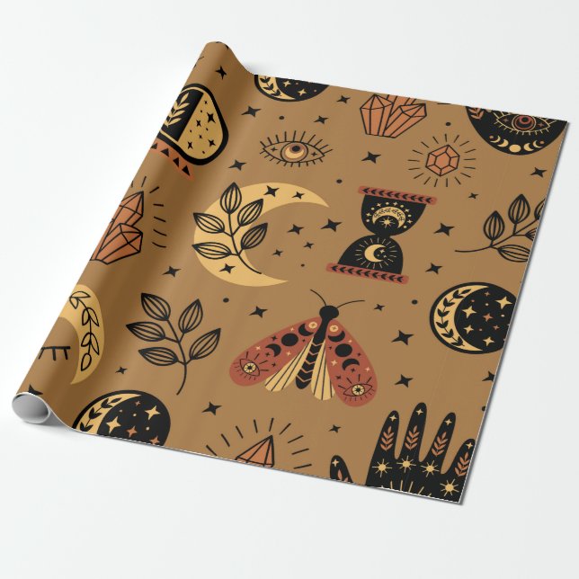 sömlös mönster med magiskt inslag presentpapper (Utrullad)