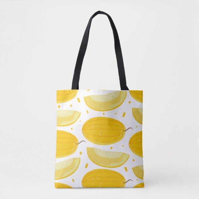 Sömlös mönster med meloner. Doodle fruits. Vinta Tygkasse (Framsida)