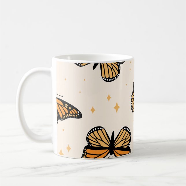 Sömlös mönster med monarch butterflies. Contemp Kaffemugg (Vänster)