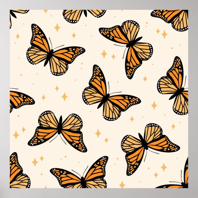 Sömlös mönster med monarch butterflies. Contemp Poster (Framsidan)