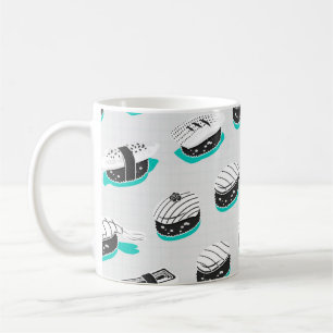 Sömlös mönster med nigiri sushi kaffemugg