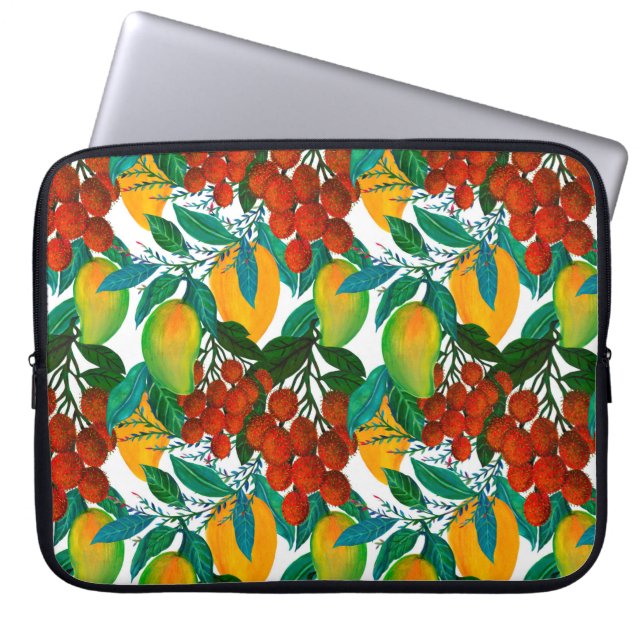 Sömlös mönster med ny, stark exotisk mango laptop fodral (Framsidan)