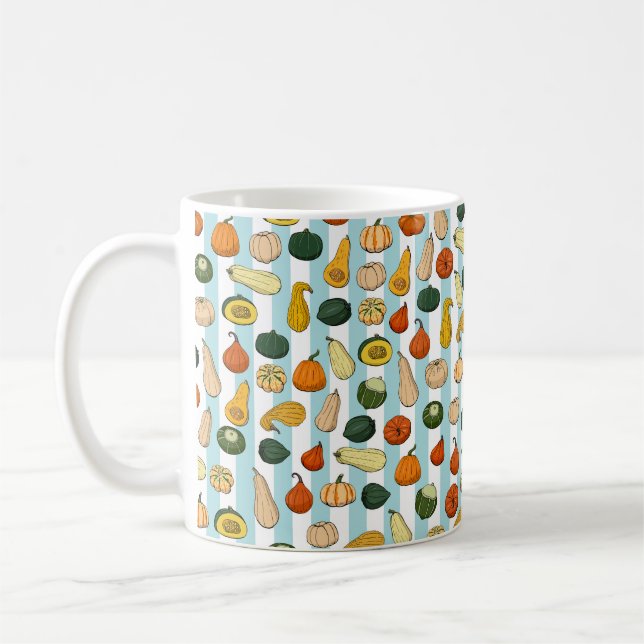 Sömlös mönster med olika hand plockade-squashe kaffemugg (Vänster)