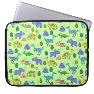 Sömlös mönster med olika söta dinosaurier. laptop fodral