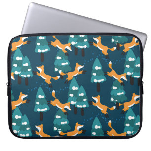 Sömlös mönster med olika söta rävar. laptop fodral