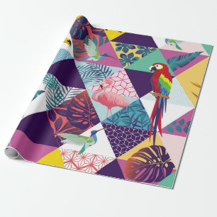 Sömlös mönster med papegoja, peppar, hummelfågel presentpapper