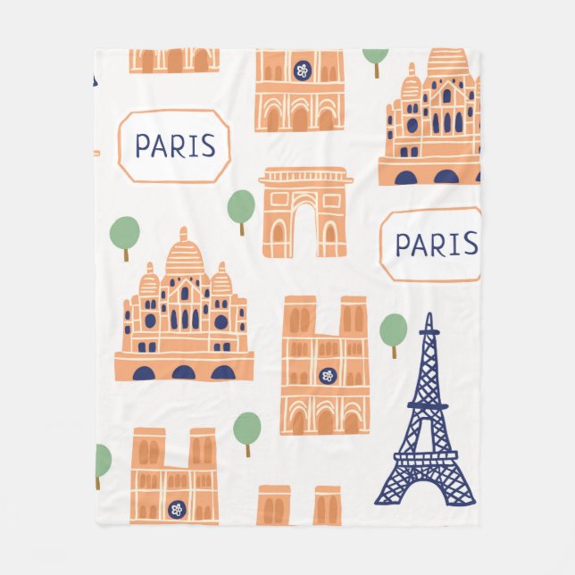 Sömlös mönster med paris paris paris signis fleecefilt (Framsidan)