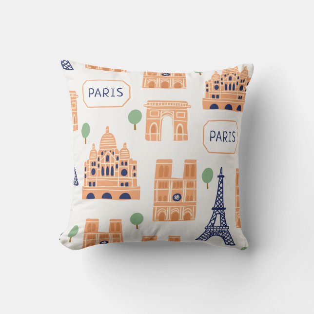 Sömlös mönster med paris paris paris signis kudde (Framsida)