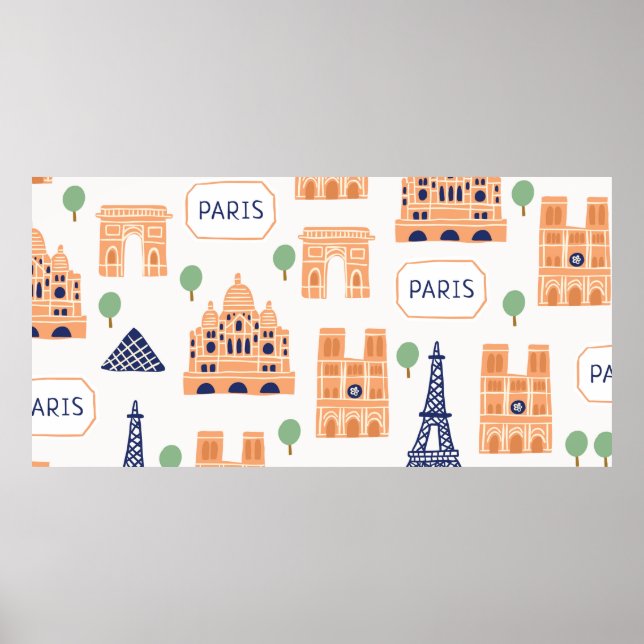 Sömlös mönster med paris paris paris signis poster (Framsidan)