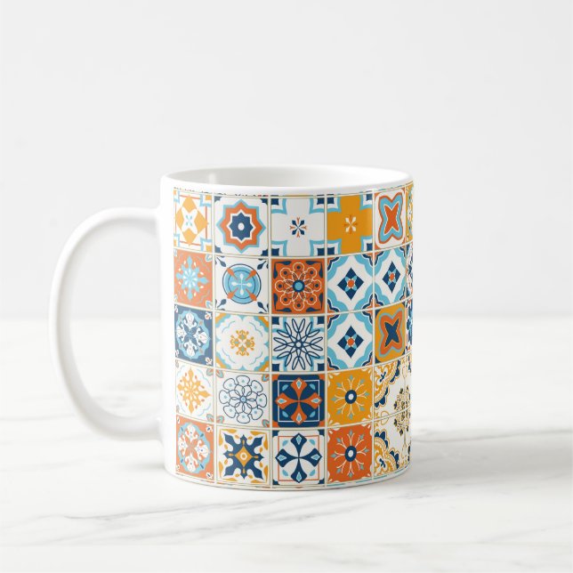 Sömlös mönster med portugisiska plattor. illus kaffemugg (Vänster)