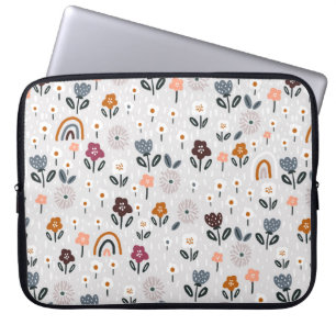 Sömlös mönster med regnbågar av blommigt och h laptop fodral