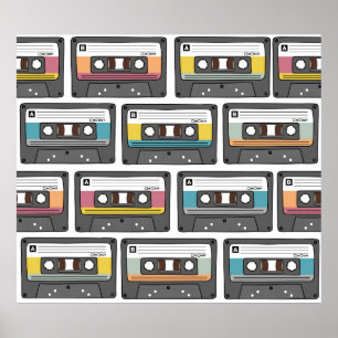 Sömlös mönster med retro-kassettband i dood poster