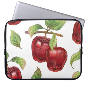 Sömlös mönster med röda äpplen. Realistisk vintag Laptop Fodral