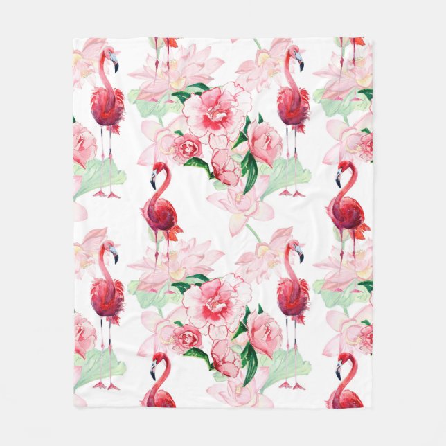 Sömlös mönster med rosa flamingo fleecefilt (Framsidan)