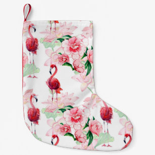 Sömlös mönster med rosa flamingo liten julstrumpa