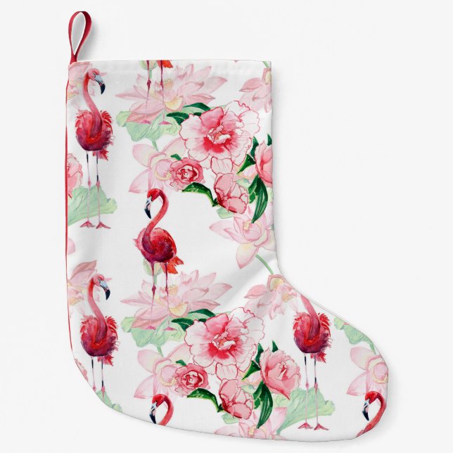 Sömlös mönster med rosa flamingo liten julstrumpa (Framsidan)
