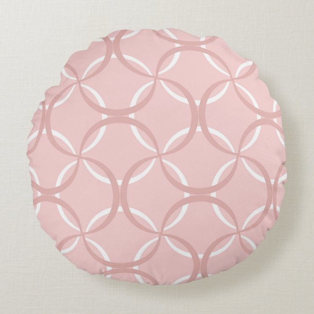 Sömlös mönster med rosa vågigt linjer rund kudde (Framsidan)
