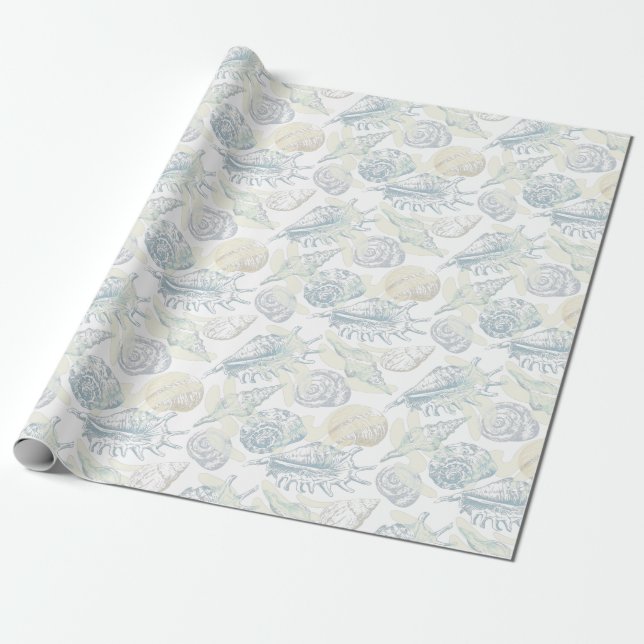 Sömlös mönster med sjöhäckar presentpapper (Utrullad)