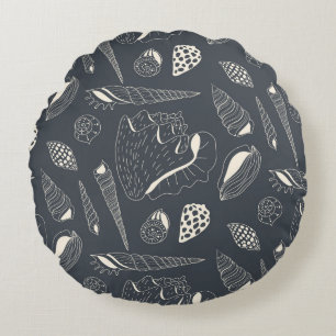 Sömlös mönster med snäckor rund kudde