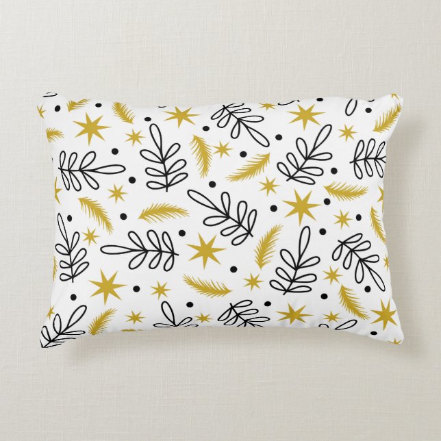 Sömlös mönster med snöflingor och fir grenar. prydnadskudde (Framsidan)