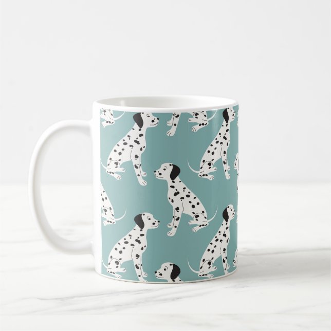 Sömlös mönster med söt dalmatik kaffemugg (Vänster)
