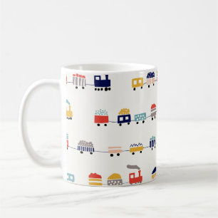 Sömlös mönster med söt färg tåg kaffemugg