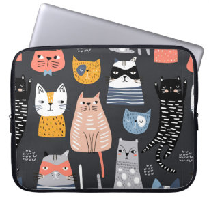 Sömlös mönster med söta Kittens i olika stim Laptop Fodral