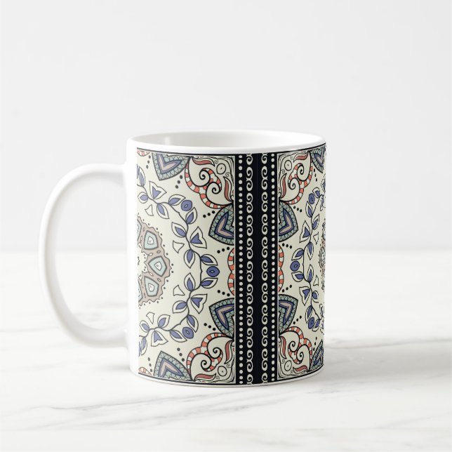 Sömlös mönster med stametniska mandala kaffemugg (Vänster)