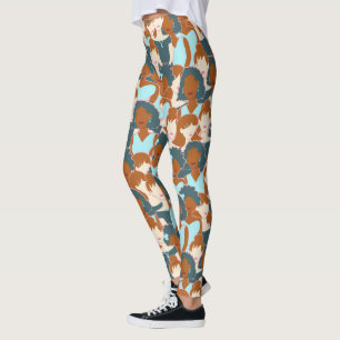 Sömlös mönster med svarta flickor och vita flickor leggings