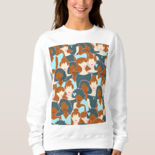 Sömlös mönster med svarta flickor och vita flickor t shirt