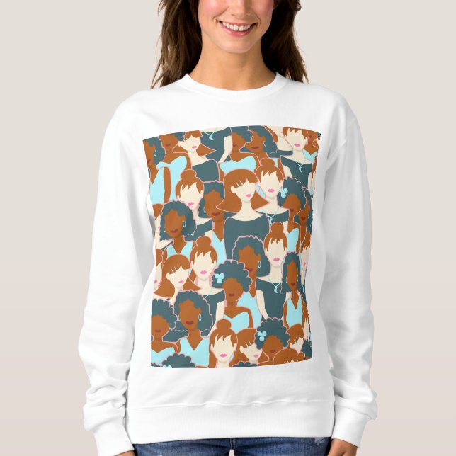 Sömlös mönster med svarta flickor och vita flickor t shirt (Framsida)