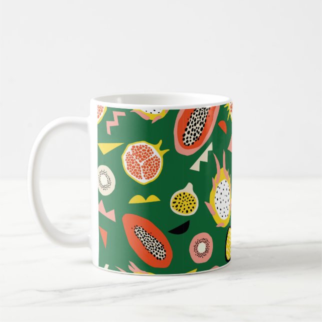 Sömlös mönster med tropiska frukter kaffemugg (Vänster)