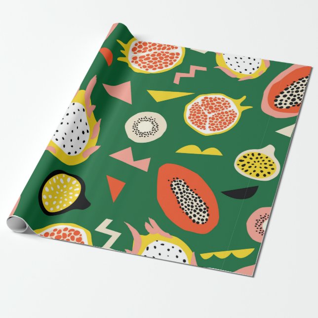 Sömlös mönster med tropiska frukter presentpapper (Utrullad)