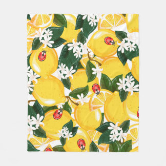 Sömlös mönster med tropiska sommarcitronfrukter fleecefilt