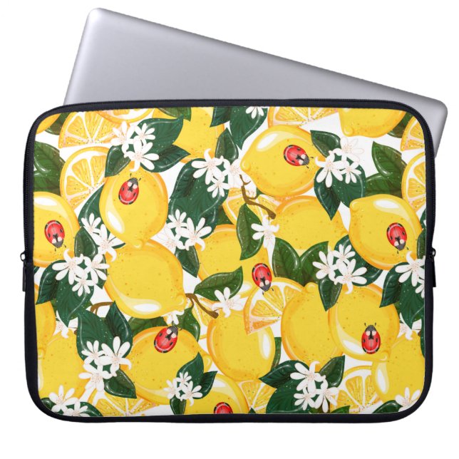 Sömlös mönster med tropiska sommarcitronfrukter laptop fodral (Framsidan)