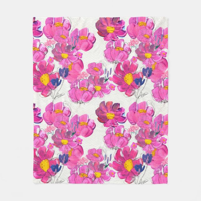 Sömlös mönster med vackra blommor. Watercolo Fleecefilt (Framsidan)