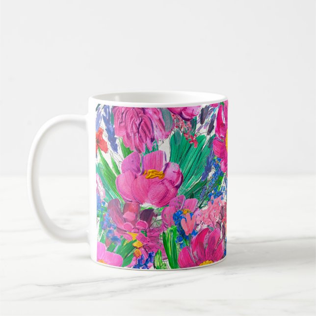 Sömlös mönster med vackra blommor. Watercolo Kaffemugg (Vänster)