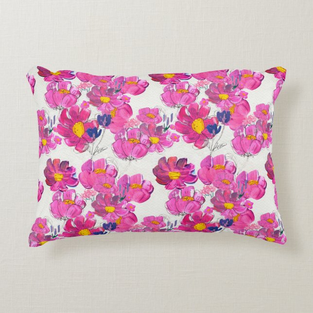 Sömlös mönster med vackra blommor. Watercolo Prydnadskudde (Framsidan)