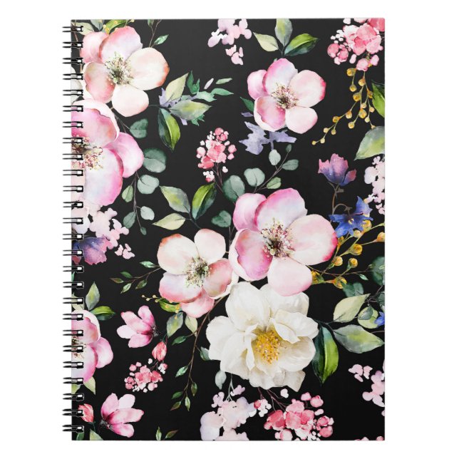 Sömlös mönster med vår blommor och löv. H Anteckningsbok (Framsidan)