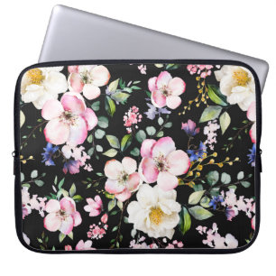 Sömlös mönster med vår blommor och löv. H Laptop Fodral