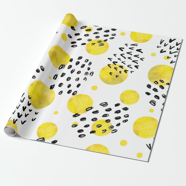 Sömlös mönster med vattenfärgen polka dots presentpapper (Utrullad)