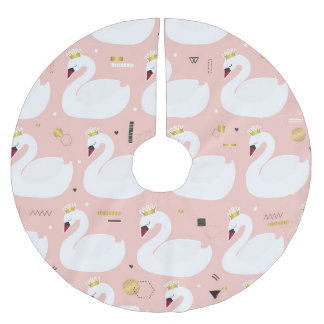 Sömlös mönster med vit svanar. julgransmatta borstad polyester