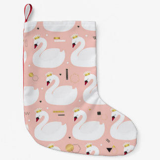 Sömlös mönster med vit svanar. liten julstrumpa