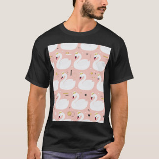 Sömlös mönster med vit svanar. t shirt